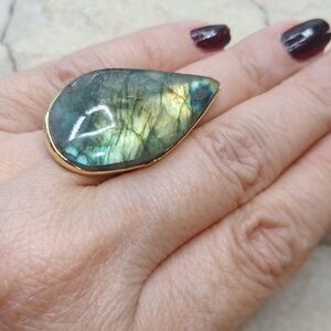 Labrodite stone Statement Ring Adjustable